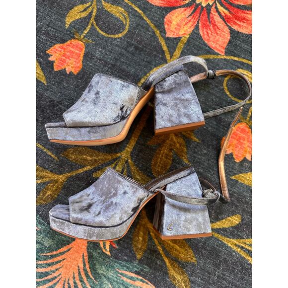 Sam Edelman Miranda Two-Piece Platform Velvet Heels Size 6.5 - Picture 2 of 9
